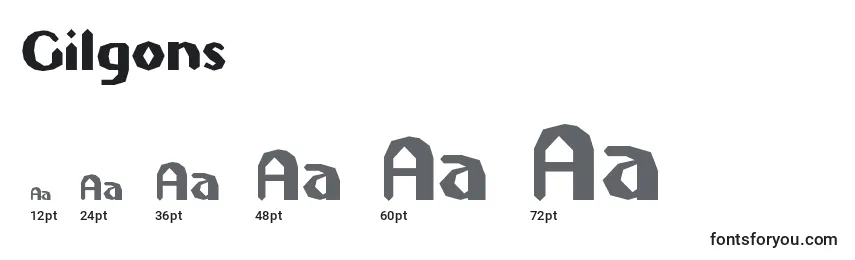 Gilgons Font Sizes