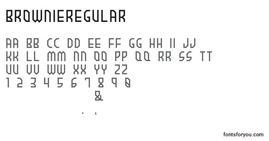 Schriftart BrownieRegular – Alphabet, Zahlen, spezielle Symbole