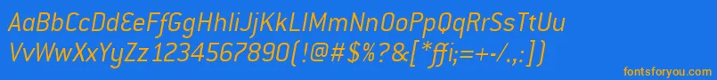 フォントConduititcTtLightitalic – オレンジ色の文字が青い背景にあります。