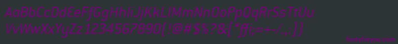 フォントConduititcTtLightitalic – 黒い背景に紫のフォント