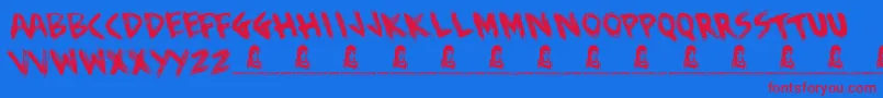 BewareOfTheDog Font – Red Fonts on Blue Background