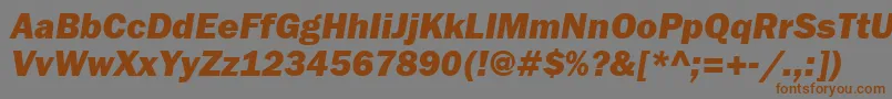 Подробнее о шрифте FranklingothheavygttItalic Шрифт FranklingothheavygttItalic – коричневые шрифты на сером фоне