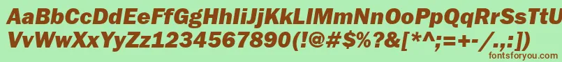 FranklingothheavygttItalic Font – Brown Fonts on Green Background