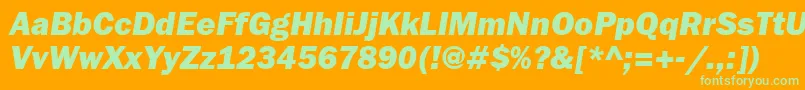 FranklingothheavygttItalic Font – Green Fonts on Orange Background