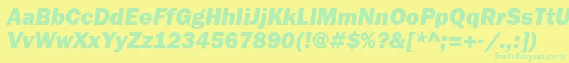 Fonte FranklingothheavygttItalic – fontes verdes em um fundo amarelo