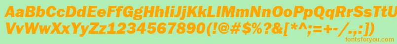FranklingothheavygttItalic Font – Orange Fonts on Green Background