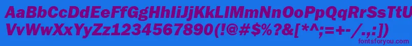 FranklingothheavygttItalic Font – Purple Fonts on Blue Background
