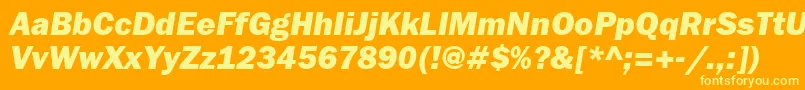 FranklingothheavygttItalic Font – Yellow Fonts on Orange Background