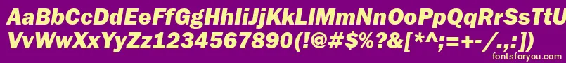 FranklingothheavygttItalic Font – Yellow Fonts on Purple Background