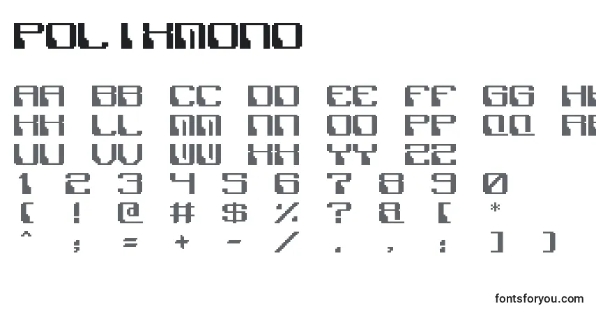 Czcionka PolixMono – alfabet, cyfry, specjalne znaki