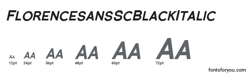 Tamaños de fuente FlorencesansScBlackItalic