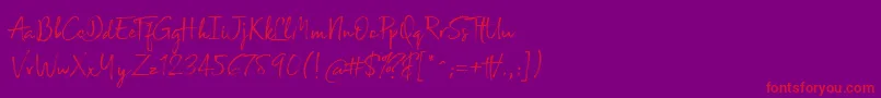 BroadcastMatter-Schriftart – Rote Schriften auf violettem Hintergrund