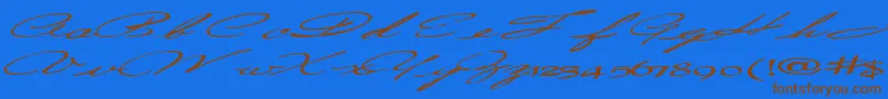 Countrylove3Bold-Schriftart – Braune Schriften auf blauem Hintergrund