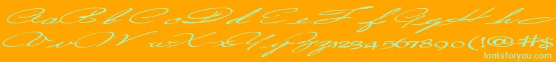 Countrylove3Bold-Schriftart – Grüne Schriften auf orangefarbenem Hintergrund