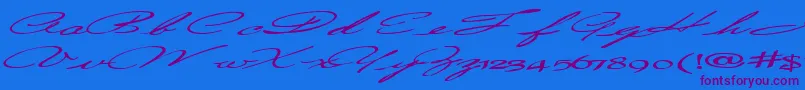 Countrylove3Bold-Schriftart – Violette Schriften auf blauem Hintergrund