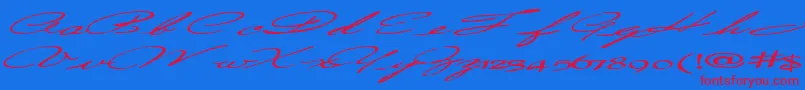 Countrylove3Bold-Schriftart – Rote Schriften auf blauem Hintergrund