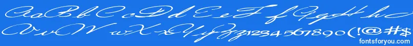 Countrylove3Bold-Schriftart – Weiße Schriften auf blauem Hintergrund