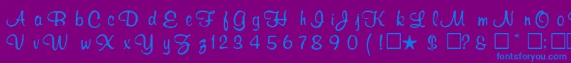 RosertasRegular-Schriftart – Blaue Schriften auf violettem Hintergrund