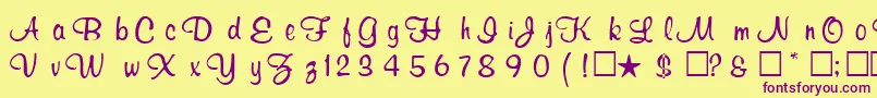 RosertasRegular-fontti – violetit fontit keltaisella taustalla
