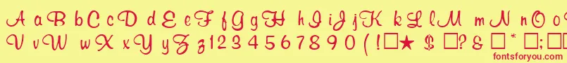 RosertasRegular-fontti – punaiset fontit keltaisella taustalla