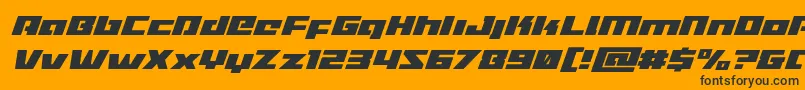 Turbochargesuperital-Schriftart – Schwarze Schriften auf orangefarbenem Hintergrund