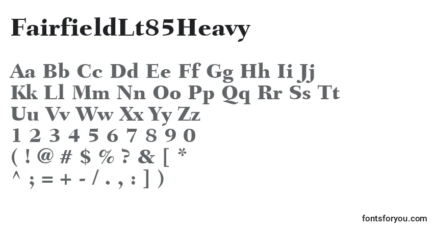 Czcionka FairfieldLt85Heavy – alfabet, cyfry, specjalne znaki