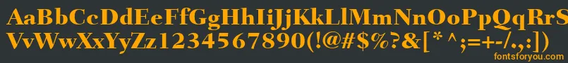 フォントFairfieldLt85Heavy – 黒い背景にオレンジの文字