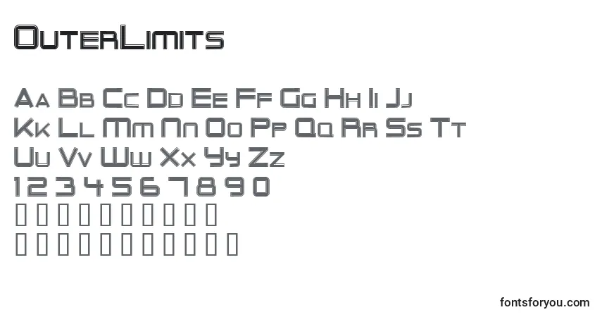 OuterLimits-fontti – aakkoset, numerot, erikoismerkit