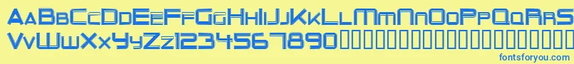 フォントOuterLimits – 青い文字が黄色の背景にあります。