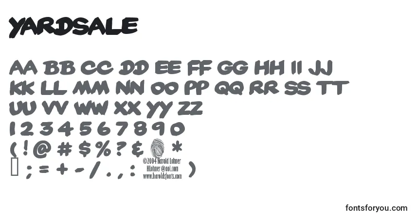 Czcionka Yardsale – alfabet, cyfry, specjalne znaki