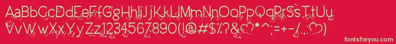 DreamLoveValentineLight Font – Green Fonts on Red Background