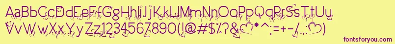 DreamLoveValentineLight Font – Purple Fonts on Yellow Background