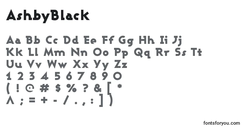 Fuente AshbyBlack - alfabeto, números, caracteres especiales