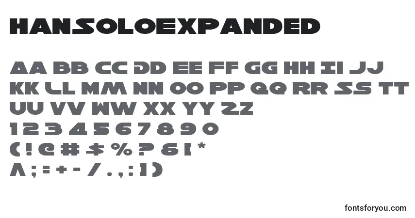 Schriftart HanSoloExpanded – Alphabet, Zahlen, spezielle Symbole