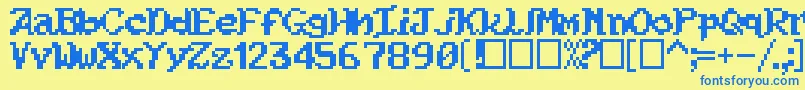 Kouryuu Font – Blue Fonts on Yellow Background