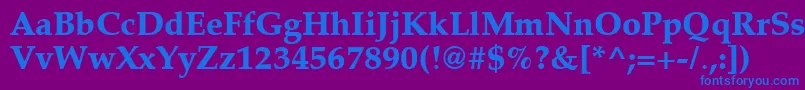 フォントLatinopal7Extraboldsh – 紫色の背景に青い文字