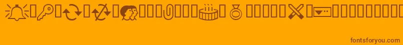 Outlook0-Schriftart – Braune Schriften auf orangefarbenem Hintergrund