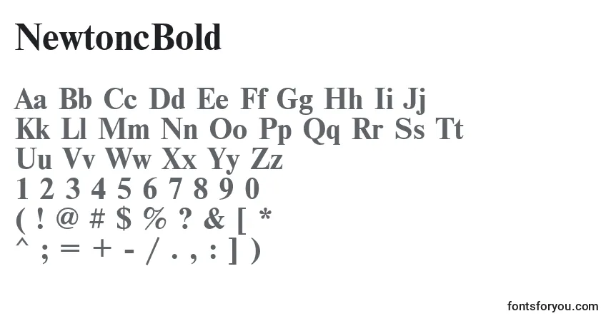 A fonte NewtoncBold – alfabeto, números, caracteres especiais
