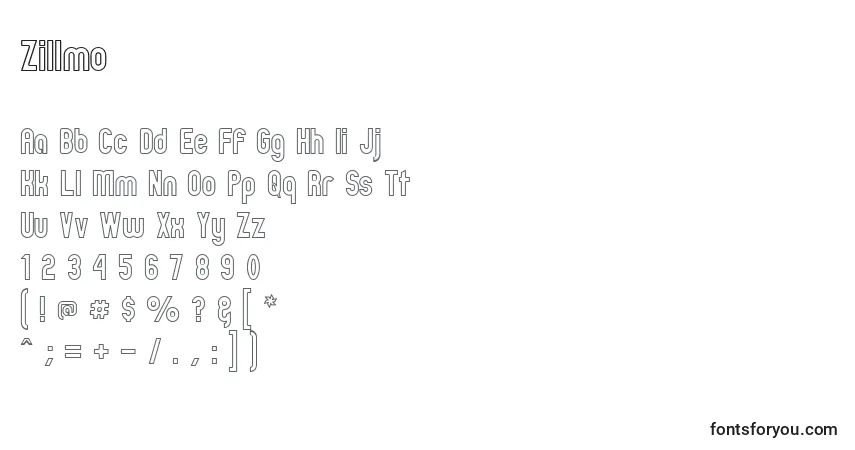 Schriftart Zillmo – Alphabet, Zahlen, spezielle Symbole