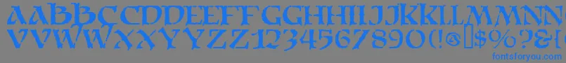 フォントMoriaDf – 灰色の背景に青い文字