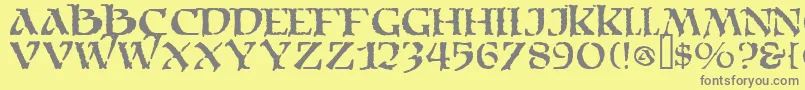 フォントMoriaDf – 黄色の背景に灰色の文字