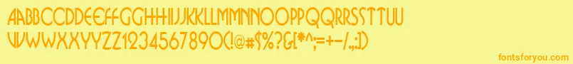 BusinkosqueezedRegular-fontti – oranssit fontit keltaisella taustalla