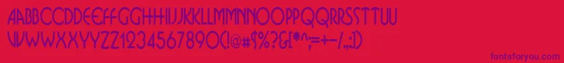 BusinkosqueezedRegular-fontti – violetit fontit punaisella taustalla