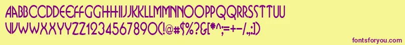 BusinkosqueezedRegular-fontti – violetit fontit keltaisella taustalla