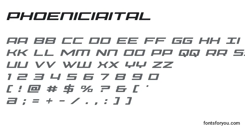 Phoeniciaital Font – alphabet, numbers, special characters