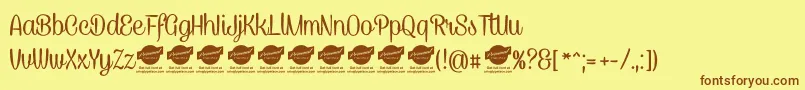 CaneletterscriptPersonaluse Font – Brown Fonts on Yellow Background