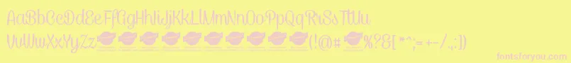 CaneletterscriptPersonaluse-Schriftart – Rosa Schriften auf gelbem Hintergrund