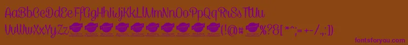 フォントCaneletterscriptPersonaluse – 紫色のフォント、茶色の背景
