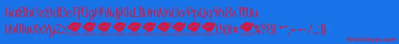 CaneletterscriptPersonaluse Font – Red Fonts on Blue Background