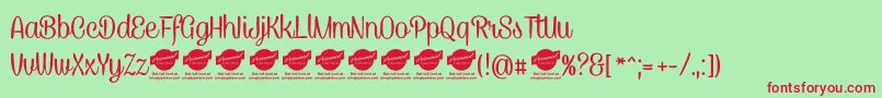 CaneletterscriptPersonaluse Font – Red Fonts on Green Background